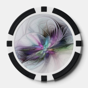 New Life, Colourful Abstract Fractal Art Fantasy Poker Chips
