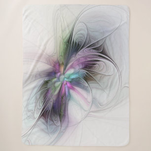 New Life, Colourful Abstract Fractal Art Fantasy Sherpa Blanket