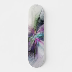 New Life, Colourful Abstract Fractal Art Fantasy Skateboard