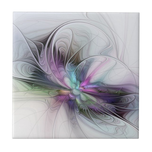 New Life, Colourful Abstract Fractal Art Fantasy Tile (Front)