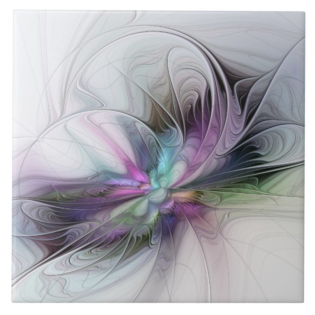 New Life, Colourful Abstract Fractal Art Fantasy Tile (Front)