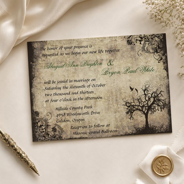 New Life Vintage Tree Wedding Invitation (New Life Vintage Wedding Invitation)