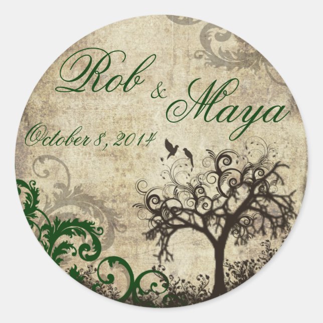 New Life Vintage Wedding Thank You Sticker Favour (Front)