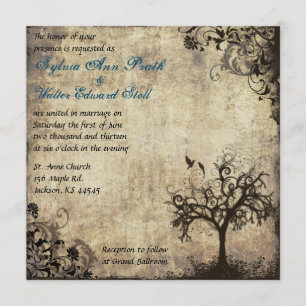 New Life Vintage with Blue Wedding Invitation