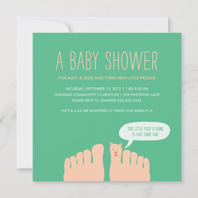 New Little Piggies Baby Shower Invitation (Front)