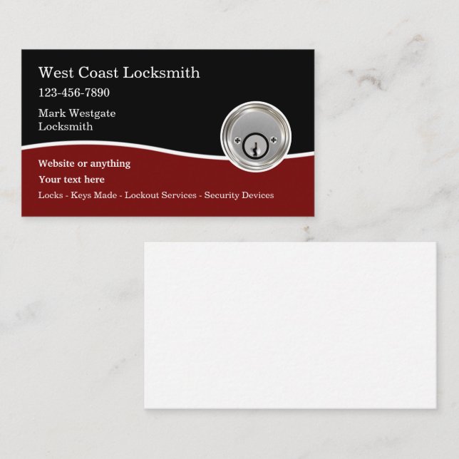 New Locksmith Deadbolt Graphic Business Card (Front/Back)
