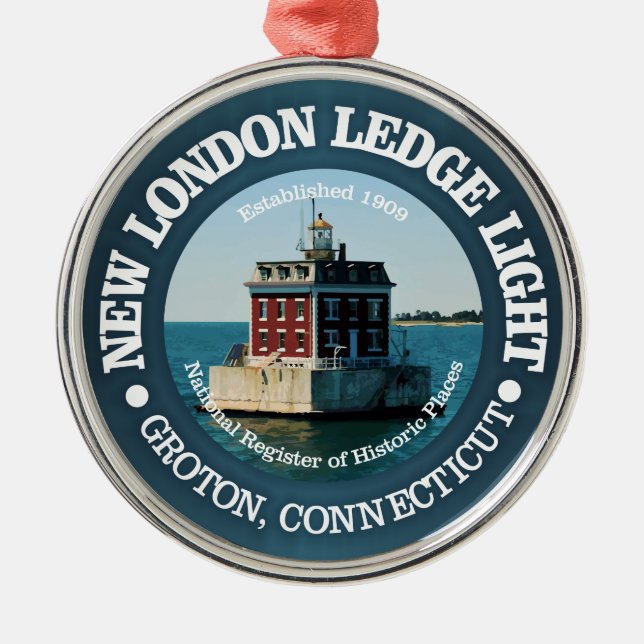 New London Ledge Light Metal Tree Decoration (Front)