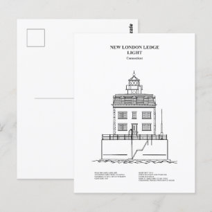 New London Ledge Lighthouse - Connecticut - BD Postcard