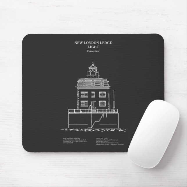 New London Ledge Lighthouse - Connecticut – PD Mouse Mat (With Mouse)