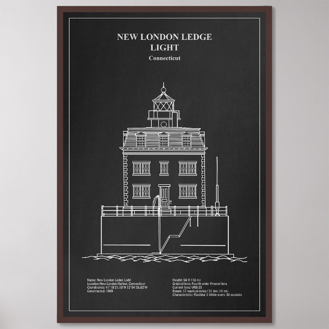 New London Ledge Lighthouse - Connecticut – PD Photo Print (Creator Uploaded)