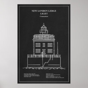New London Ledge Lighthouse - Connecticut – PD Poster