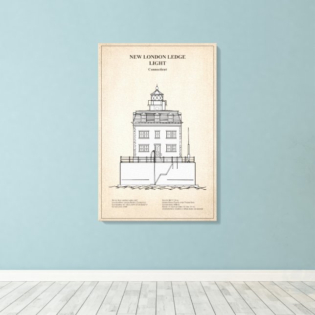 New London Ledge Lighthouse - Connecticut - SBD Canvas Print (Insitu(Wood Floor))