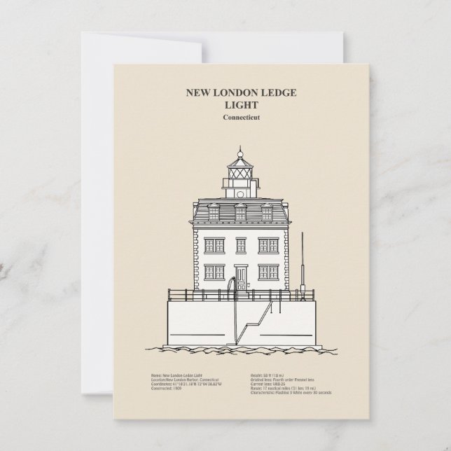New London Ledge Lighthouse - Connecticut - SBD Card (Front)