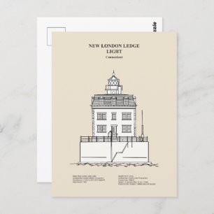 New London Ledge Lighthouse - Connecticut - SBD Postcard