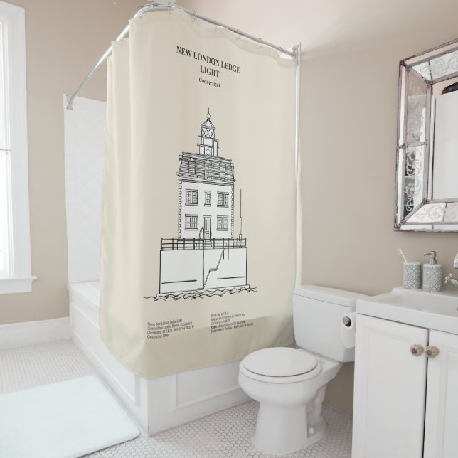 New London Ledge Lighthouse - Connecticut - SBD Shower Curtain (In Situ)