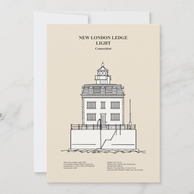 New London Ledge Lighthouse - Connecticut - SBD Thank You Card (Front)