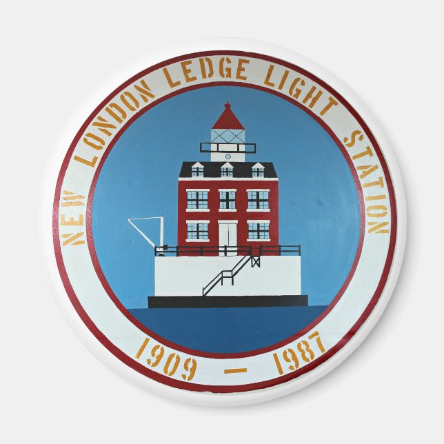 New London Ledge Lighthouse, CT Round Magnet (Front)