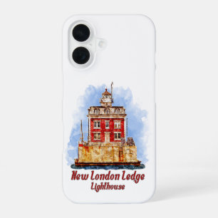New London Ledge Lighthouse Watercolor Connecticut iPhone 16 Case