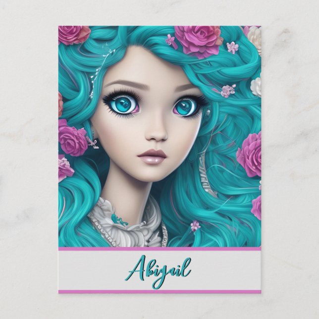 New London Princess with Turquoise Hair and Eyes   Postcard (Front)
