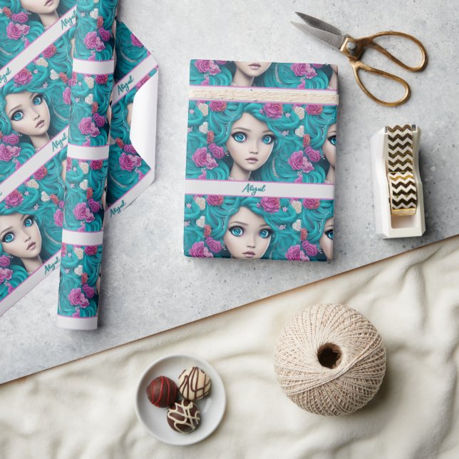 New London Princess with Turquoise Hair and Eyes   Wrapping Paper (Crafts)