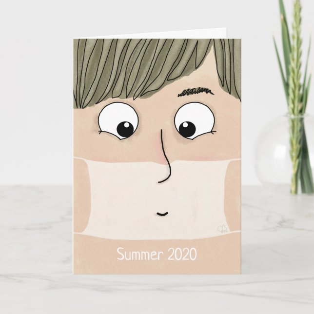 New Look for Summer 2020, Funny Male Face Mask Tan Card (Front)