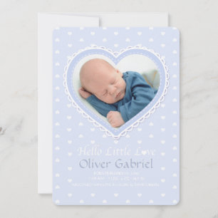 New Love Blue Photo Birth Announcement