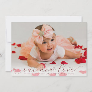 New Love Elegant Script 2 Photo Birth Announcement