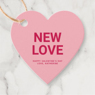 New love pink heart cute Valentine's Day custom Favour Tags