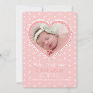 New Love Pink Photo Birth Announcement
