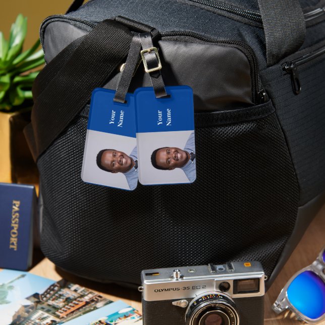 NEW! Luggage Tag - Double Sided - Blue (Front & Back)