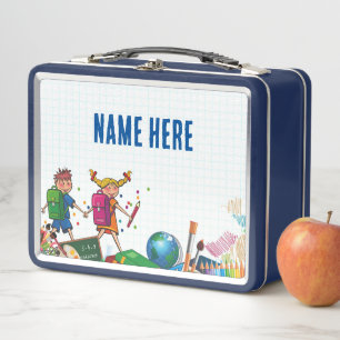 NEW! Lunchbox - Back to School Metal - Blue