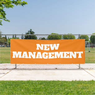 New Management Orange White Large Outdoor Business Banner