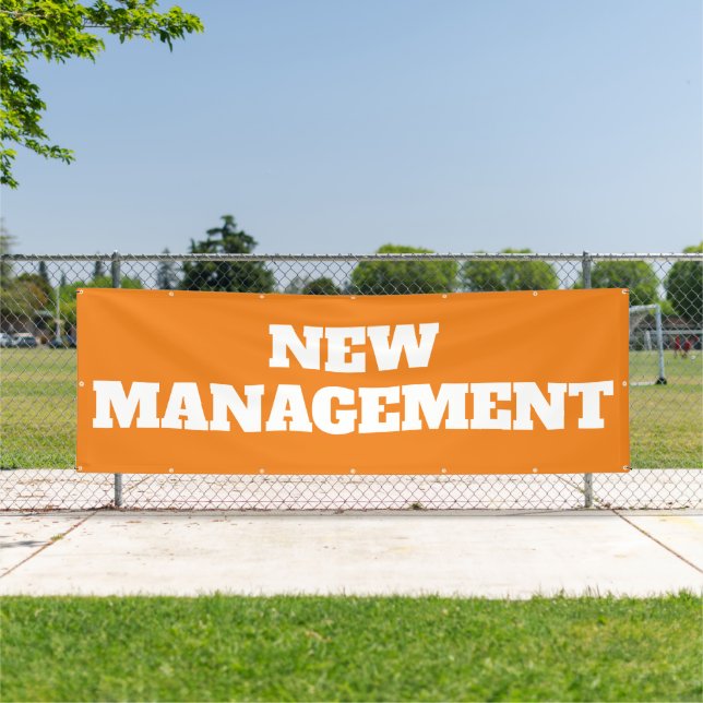 New Management Orange White Large Outdoor Business Banner (Insitu)