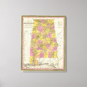 New Map Of Alabama 2 Canvas Print