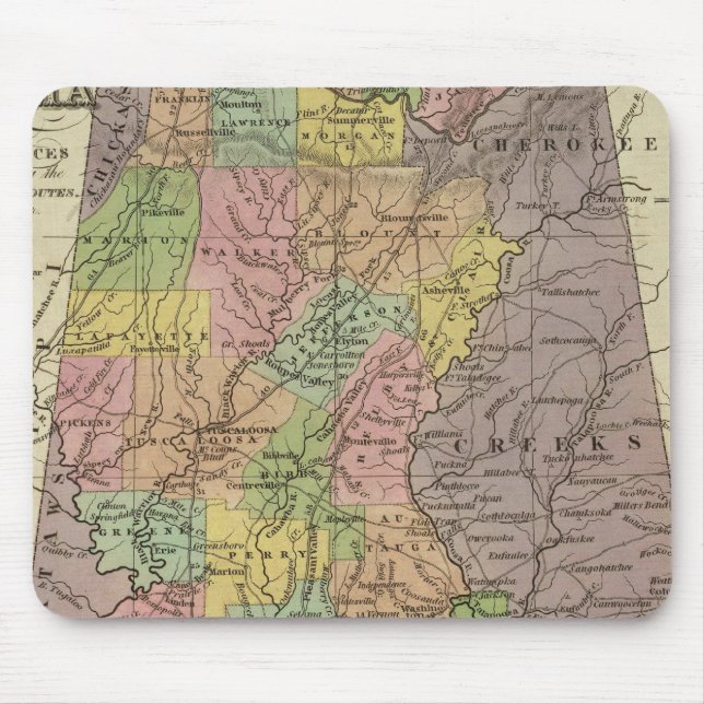 New Map Of Alabama Mouse Mat (Front)