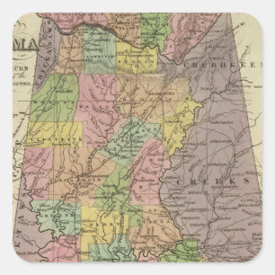 New Map Of Alabama Square Sticker