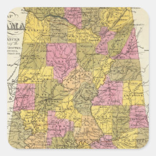 New Map Of Alabama Square Sticker