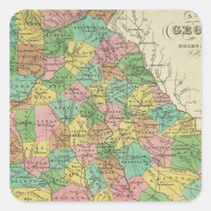 New Map Of Georgia 2 Square Sticker