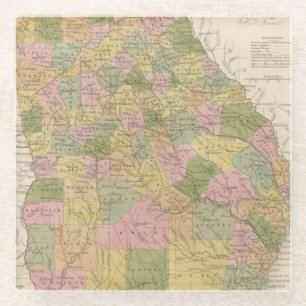 New Map Of Georgia Glass Coaster