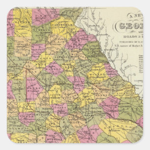 New Map Of Georgia Square Sticker