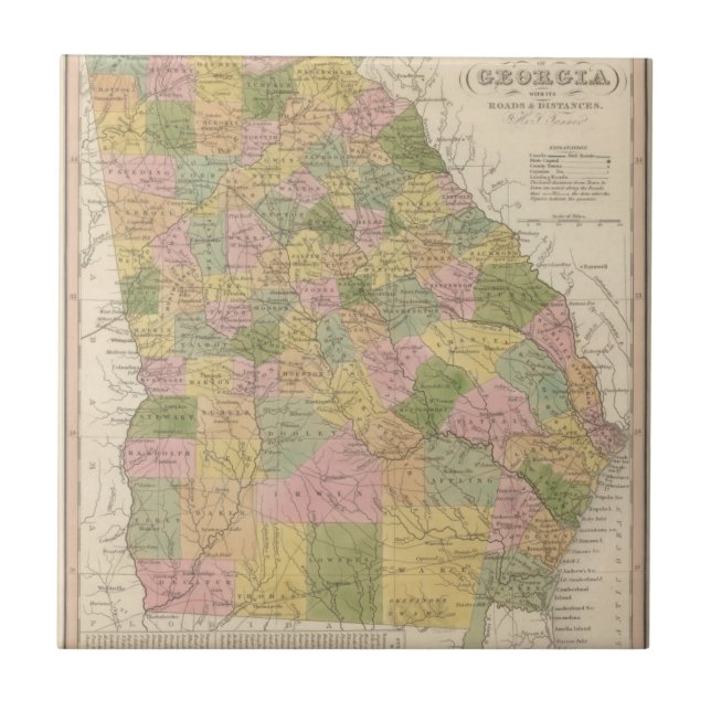New Map Of Georgia Tile (Front)