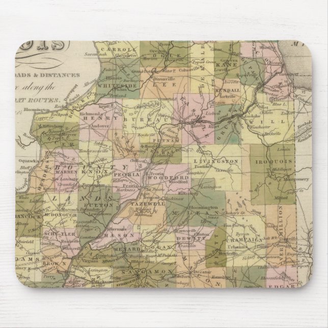 New Map Of Illinois 2 Mouse Mat (Front)