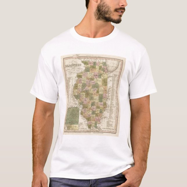 New Map Of Illinois 2 T-Shirt (Front)