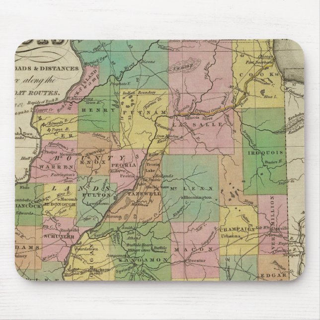 New Map Of Illinois Mouse Mat (Front)