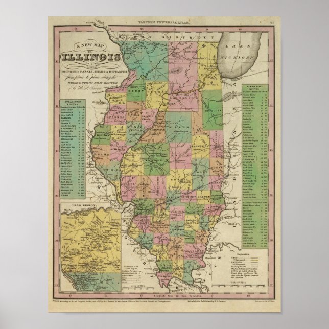 New Map Of Illinois Poster (Front)