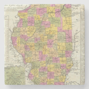 New Map Of Illinois Stone Coaster