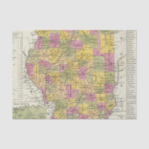 New Map Of Illinois Tissue Paper