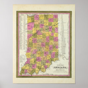 New Map Of Indiana 2 Poster