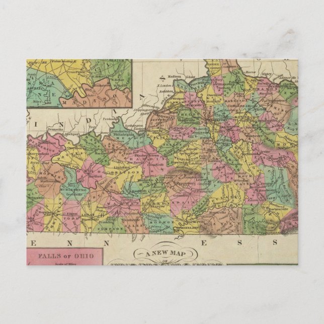 New Map Of Kentucky Postcard (Front)