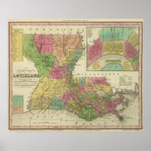New Map Of Louisiana 2 Poster